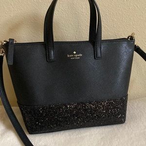 NWOT Kate Spade black and glitter crossbody